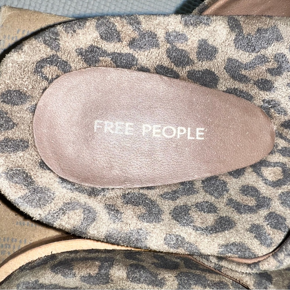 Free People Chestnut Leopard Suede Mika Footbed Sandal Size10 - Picture 2 of 7